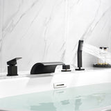 Waterfall Roman Tub Faucet with Sprayer Deck Mount Tub Filler with Hand Shower, Single Handle Bathtub Faucet Set