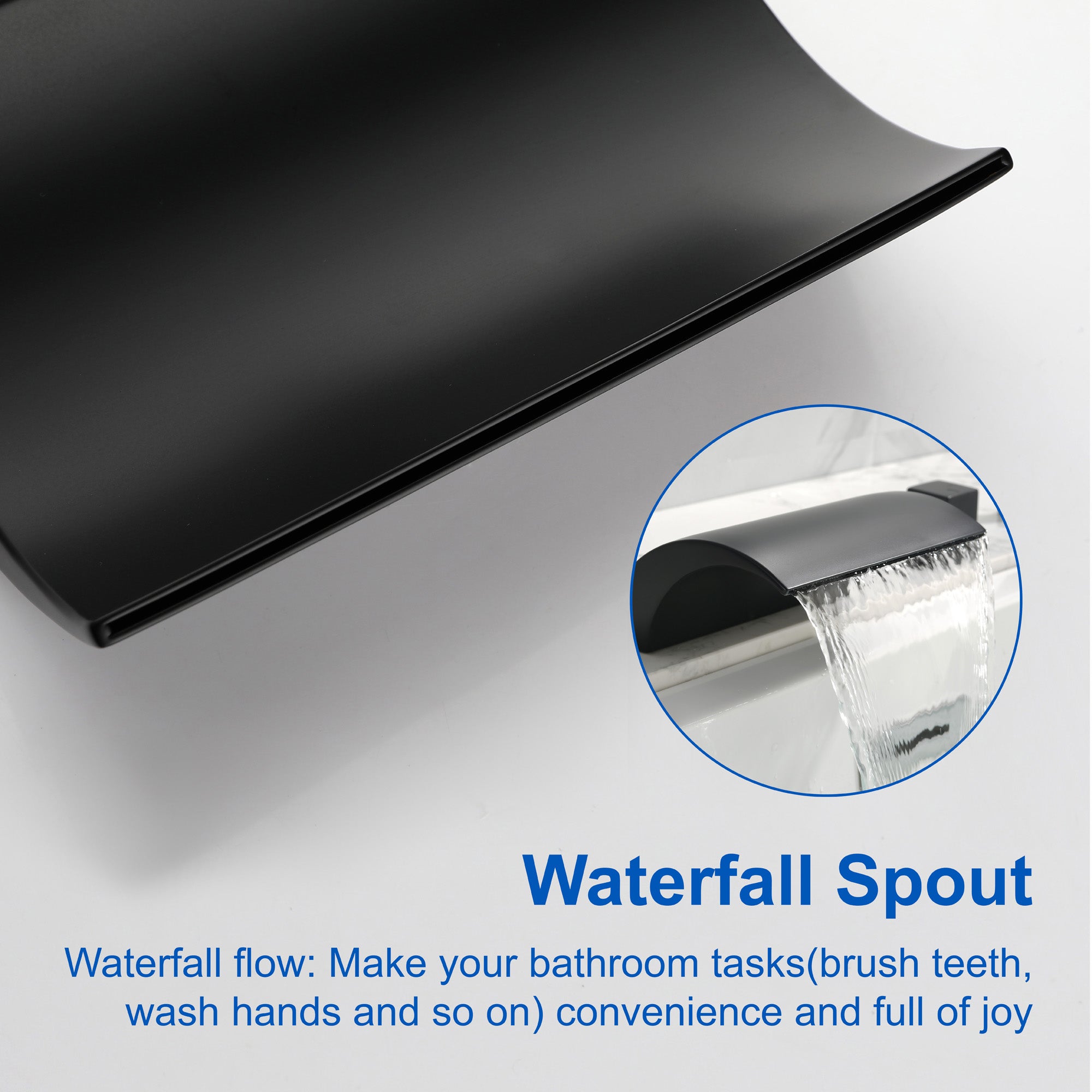 Waterfall Roman Tub Faucet with Sprayer Deck Mount Tub Filler with Hand Shower, Single Handle Bathtub Faucet Set