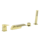 Waterfall Roman Tub Faucet with Sprayer Deck Mount Tub Filler with Hand Shower, Single Handle Bathtub Faucet Set