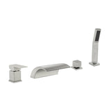 Waterfall Roman Tub Faucet with Sprayer Deck Mount Tub Filler with Hand Shower, Single Handle Bathtub Faucet Set