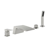 Deck Mount Roman Tub Faucet with Sprayer Waterfall Tub Filler with Hand Shower, Single Handle Bathtub Faucet Set with Handheld Shower Head, Valve and Trim Included