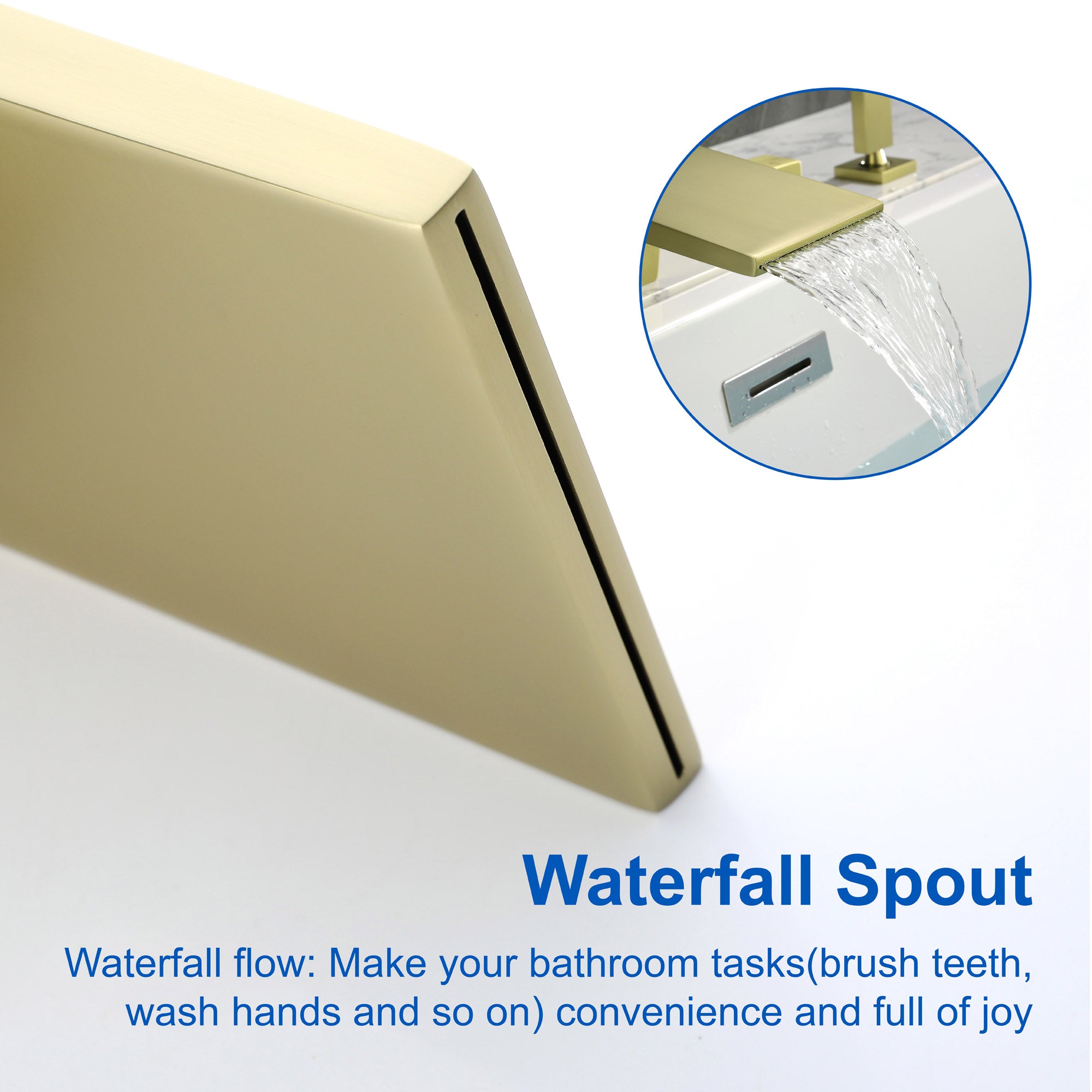 4-Hole Waterfall Deck-Mount Bathtub Faucet with Sprayer High Flow Roman Tub Filler with Hand Shower