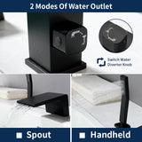 3-Holes Deck-Mount Tub Filler Trim Brass 1-Handle Waterfall Roman Tub Faucet with Hand Sprayer in Matte Black | Brushed Nickel | Brushed Gold