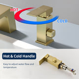 3-Holes Deck-Mount Tub Filler Trim Brass 1-Handle Waterfall Roman Tub Faucet with Hand Sprayer in Matte Black | Brushed Nickel | Brushed Gold