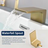 3-Holes Deck-Mount Tub Filler Trim Brass 1-Handle Waterfall Roman Tub Faucet with Hand Sprayer in Matte Black | Brushed Nickel | Brushed Gold