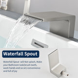 3-Holes Deck-Mount Tub Filler Trim Brass 1-Handle Waterfall Roman Tub Faucet with Hand Sprayer in Matte Black | Brushed Nickel | Brushed Gold