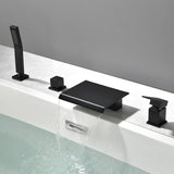 Roman Tub Filler Single Handle Deck Mounted 4 Holes Bathtub Faucet with Handheld Shower in Matte Black, Brushed Nickel, Brushed Gold