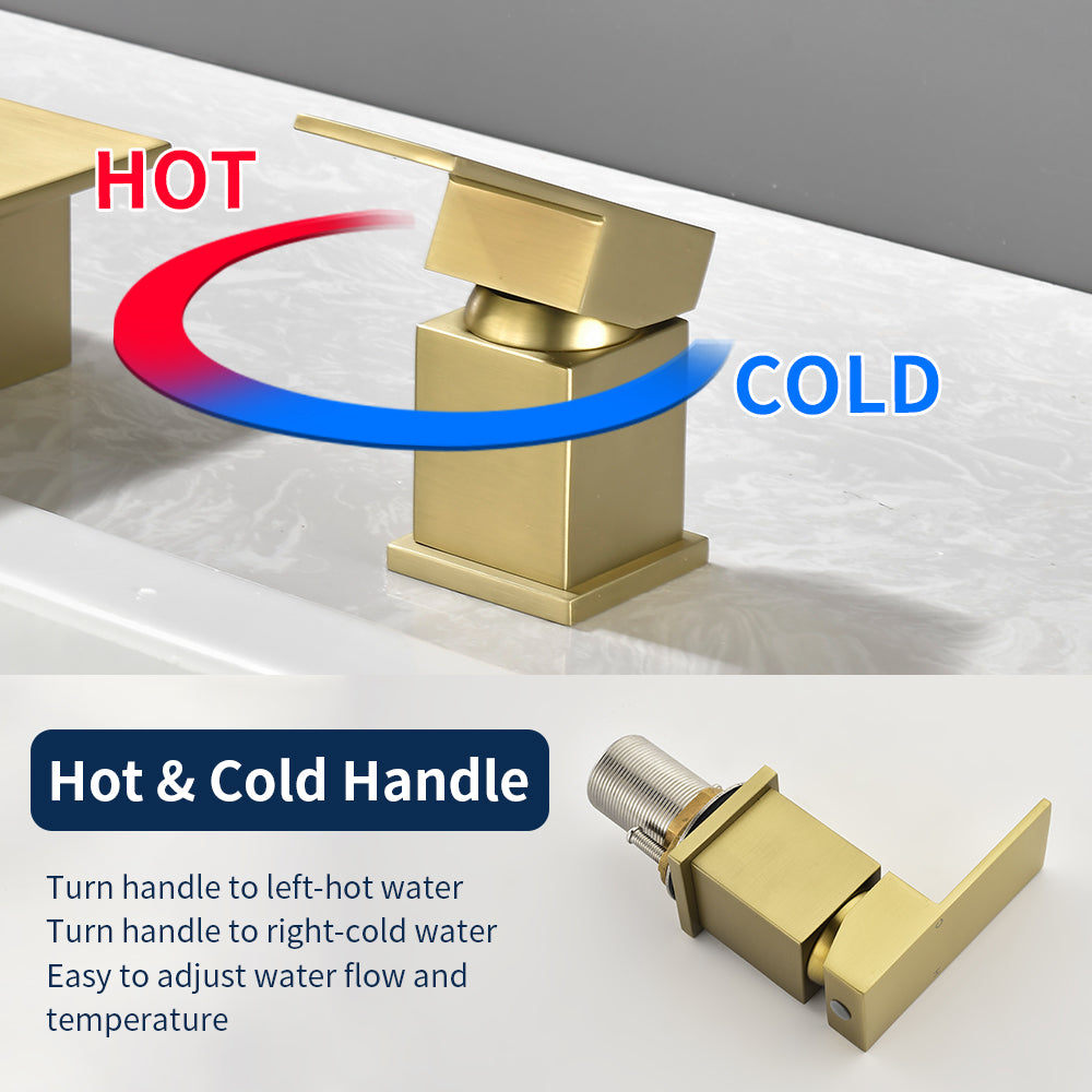 Roman Tub Filler Single Handle Deck Mounted 4 Holes Bathtub Faucet with Handheld Shower in Matte Black, Brushed Nickel, Brushed Gold