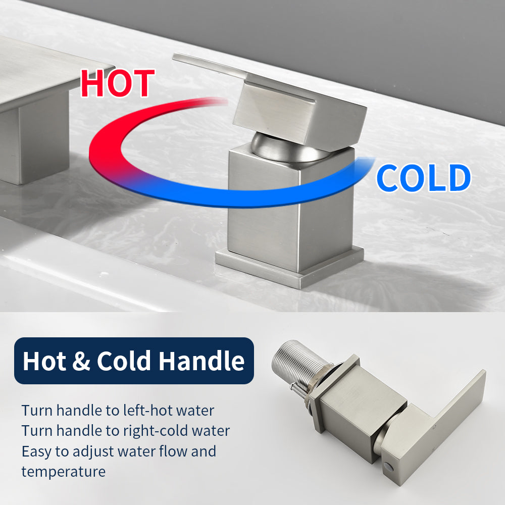Roman Tub Filler Single Handle Deck Mounted 4 Holes Bathtub Faucet with Handheld Shower in Matte Black, Brushed Nickel, Brushed Gold