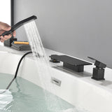 High Flow roman faucet set 4-piece Waterfall Tub Filler with Rough-in Valve and hand shower