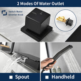 High Flow roman faucet set 4-piece Waterfall Tub Filler with Rough-in Valve and hand shower