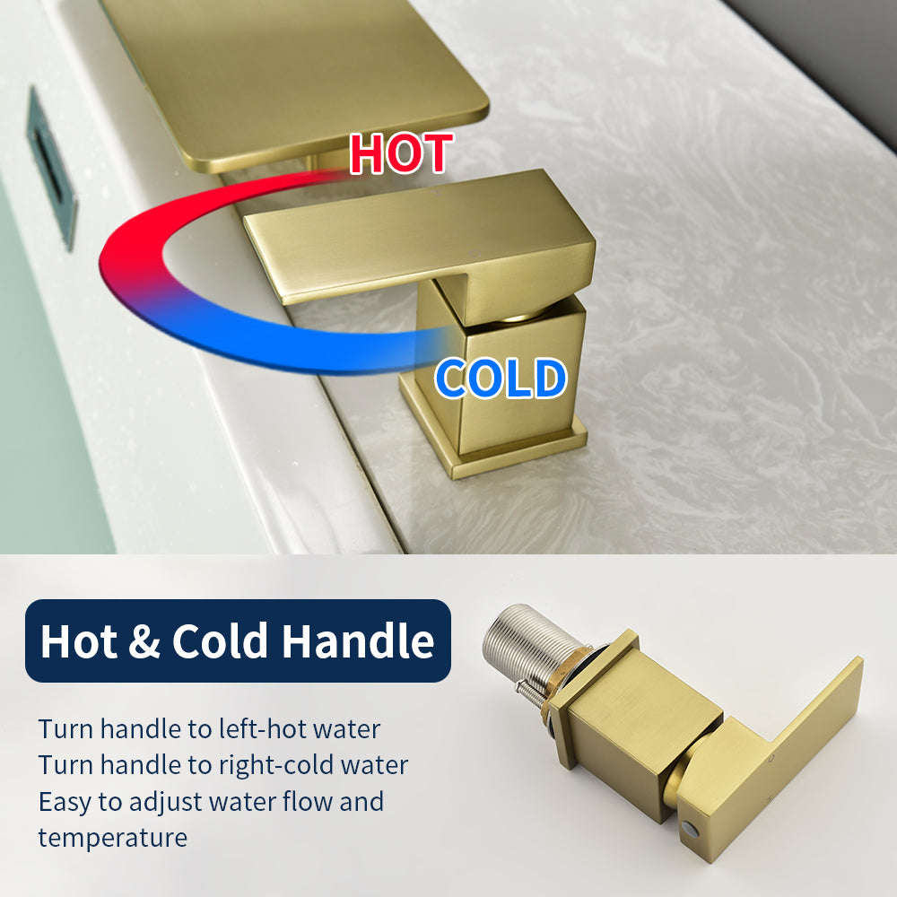 High Flow roman faucet set 4-piece Waterfall Tub Filler with Rough-in Valve and hand shower