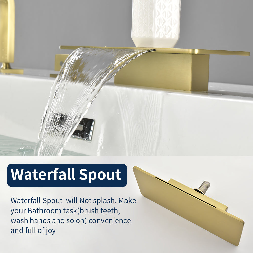 High Flow roman faucet set 4-piece Waterfall Tub Filler with Rough-in Valve and hand shower