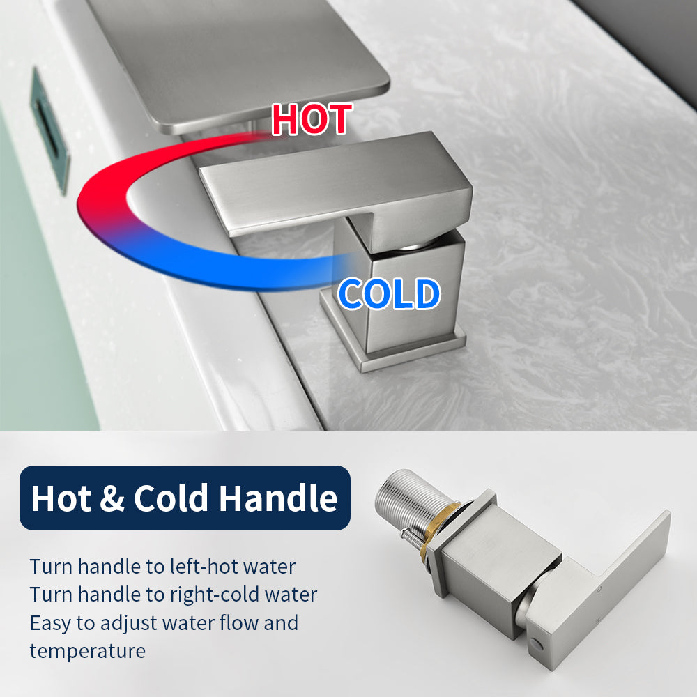 High Flow roman faucet set 4-piece Waterfall Tub Filler with Rough-in Valve and hand shower
