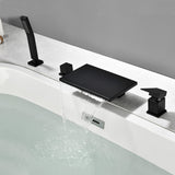 Waterfall Roman Tub Faucet  Single-Handle 4 Hole Deck Mounted Tub Filler with Shower Diverter Solid Brass