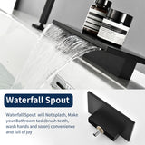 Waterfall Roman Tub Faucet  Single-Handle 4 Hole Deck Mounted Tub Filler with Shower Diverter Solid Brass