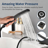 Waterfall Roman Tub Faucet  Single-Handle 4 Hole Deck Mounted Tub Filler with Shower Diverter Solid Brass