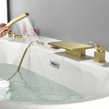 Waterfall Roman Tub Faucet  Single-Handle 4 Hole Deck Mounted Tub Filler with Shower Diverter Solid Brass