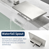 Waterfall Roman Tub Faucet  Single-Handle 4 Hole Deck Mounted Tub Filler with Shower Diverter Solid Brass