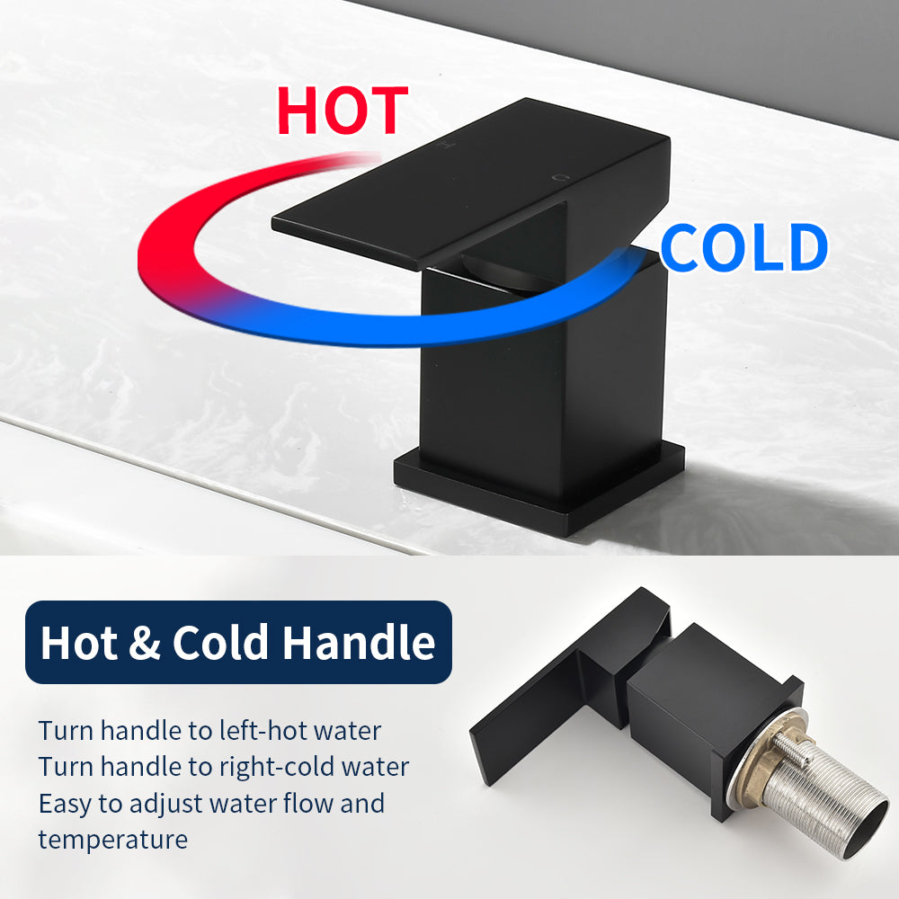 4-Hole Roman Bath Faucet Hot Cold Water Mixer Deck Mount Waterfall Tub Faucet with Hand Shower - Matte Black, Brushed Nickel, Brushed Gold
