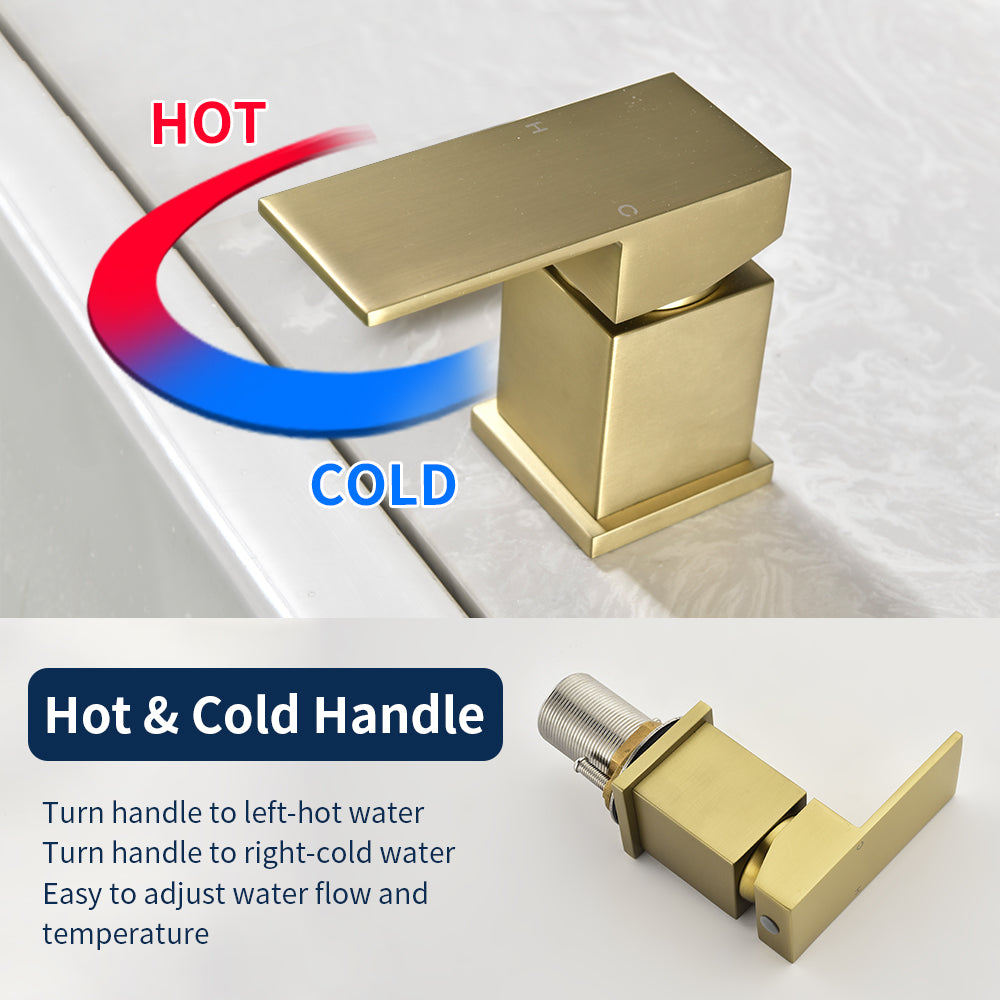 4-Hole Roman Bath Faucet Hot Cold Water Mixer Deck Mount Waterfall Tub Faucet with Hand Shower - Matte Black, Brushed Nickel, Brushed Gold