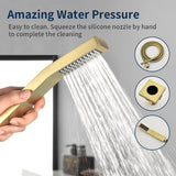 4-Hole Roman Bath Faucet Hot Cold Water Mixer Deck Mount Waterfall Tub Faucet with Hand Shower - Matte Black, Brushed Nickel, Brushed Gold