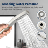 4-Hole Roman Bath Faucet Hot Cold Water Mixer Deck Mount Waterfall Tub Faucet with Hand Shower - Matte Black, Brushed Nickel, Brushed Gold
