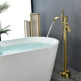 High-flow freestanding tub faucet with hand shower in Brushed Gold | Brushed Nickel | Matte Black