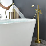 High-flow freestanding tub faucet with hand shower in Brushed Gold | Brushed Nickel | Matte Black