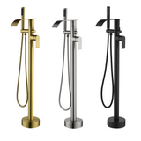 High-flow freestanding tub faucet with hand shower in Brushed Gold | Brushed Nickel | Matte Black