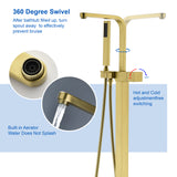 Two Water Modes freestanding tub faucet with handheld sprayer and 360° Swivel Spout