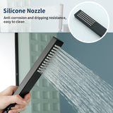 Floor Mount Waterfall Tub Filler Single Hole Hot Cold Water Mixer Free Standing Tub Faucet with Hand Shower and Valve