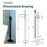 Floor Mount Waterfall Tub Filler Single Hole Hot Cold Water Mixer Free Standing Tub Faucet with Hand Shower and Valve