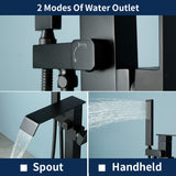 Floor Mount Waterfall Tub Filler Single Hole Hot Cold Water Mixer Free Standing Tub Faucet with Hand Shower and Valve