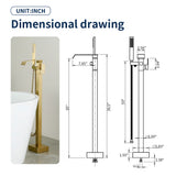 Floor Mount Waterfall Tub Filler Single Hole Hot Cold Water Mixer Free Standing Tub Faucet with Hand Shower and Valve