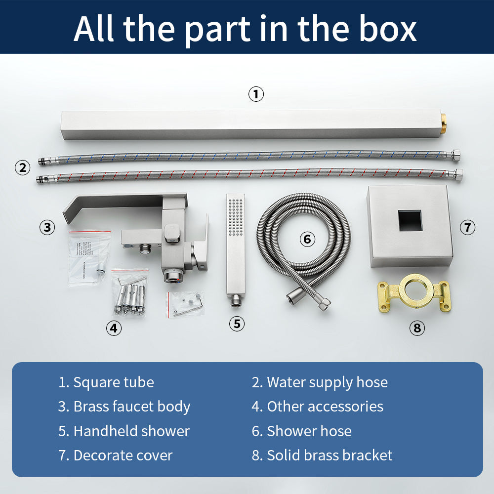 Floor Mount Waterfall Tub Filler Single Hole Hot Cold Water Mixer Free Standing Tub Faucet with Hand Shower and Valve