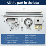 Floor Mount Waterfall Tub Filler Single Hole Hot Cold Water Mixer Free Standing Tub Faucet with Hand Shower and Valve