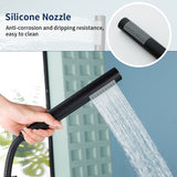 Brass Waterfall Floor-Mount Tub Faucet Single Lever Freestanding Bath Taps with Hand Shower