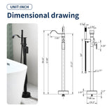 Brass Waterfall Floor-Mount Tub Faucet Single Lever Freestanding Bath Taps with Hand Shower