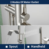 Brass Waterfall Floor-Mount Tub Faucet Single Lever Freestanding Bath Taps with Hand Shower