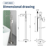 Freestanding Bath Tub Filler Trim Dual Functions 1 Handle 360° Swivel Waterfall Floor Mount Bathtub Faucet with Handheld Sprayer