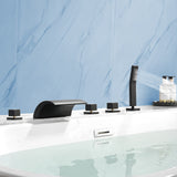 Deck Mount Bath Trim Hot and Cold Water Mixer 2 Knob Handles 5-Hole Roman Tub Faucet with Diverter and Hand Shower
