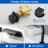 Deck Mount Bath Trim Hot and Cold Water Mixer 2 Knob Handles 5-Hole Roman Tub Faucet with Diverter and Hand Shower