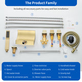 Deck Mount Bath Trim Hot and Cold Water Mixer 2 Knob Handles 5-Hole Roman Tub Faucet with Diverter and Hand Shower