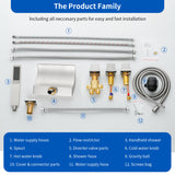 Deck Mount Bath Trim Hot and Cold Water Mixer 2 Knob Handles 5-Hole Roman Tub Faucet with Diverter and Hand Shower