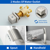 Deck Mount Bath Trim Hot and Cold Water Mixer 2 Knob Handles 5-Hole Roman Tub Faucet with Diverter and Hand Shower