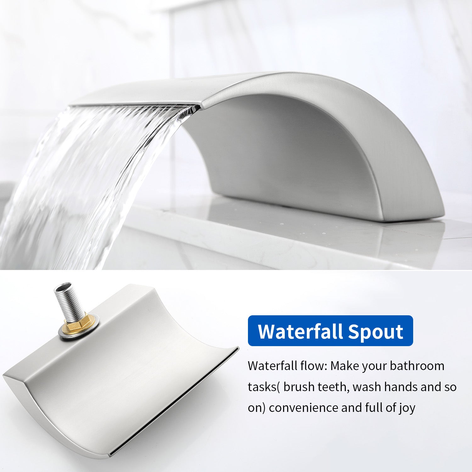 Deck Mount Bath Trim Hot and Cold Water Mixer 2 Knob Handles 5-Hole Roman Tub Faucet with Diverter and Hand Shower