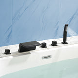 Waterfall Bathtub Faucet, Five Hole Deck Mounted Roman Bath Tub Faucet Mixer with Hand Shower