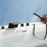 Waterfall Bathtub Faucet, Five Hole Deck Mounted Roman Bath Tub Faucet Mixer with Hand Shower