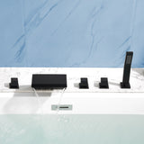 Waterfall Bathtub Faucet, Five Hole Deck Mounted Roman Bath Tub Faucet Mixer with Hand Shower